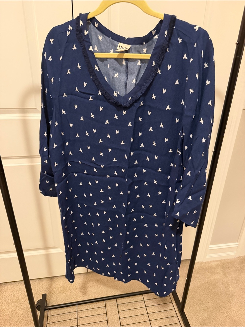 Hatley Navy V-Neck Bird Print Tunic Dress